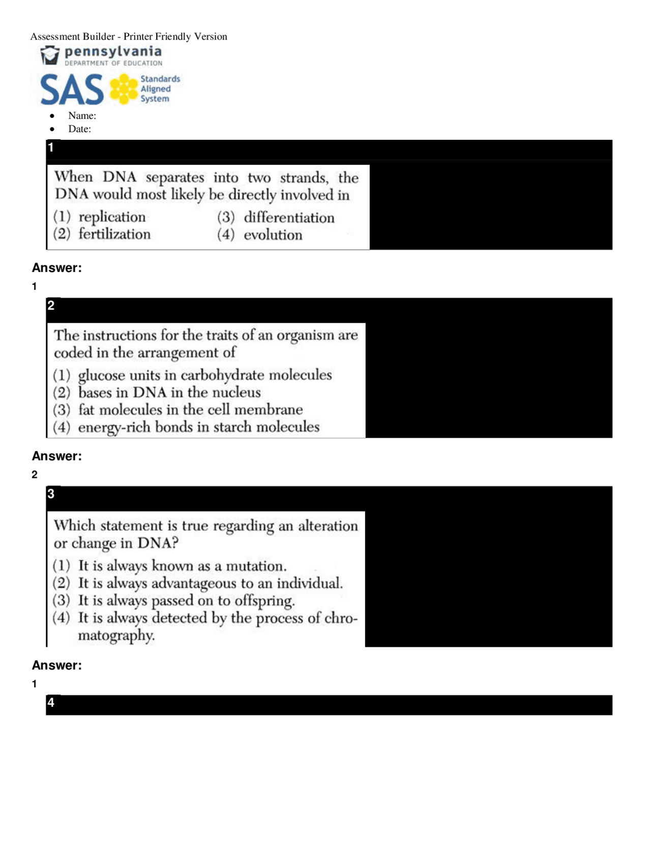 Dna And Chromosomes Worksheet Answer Key