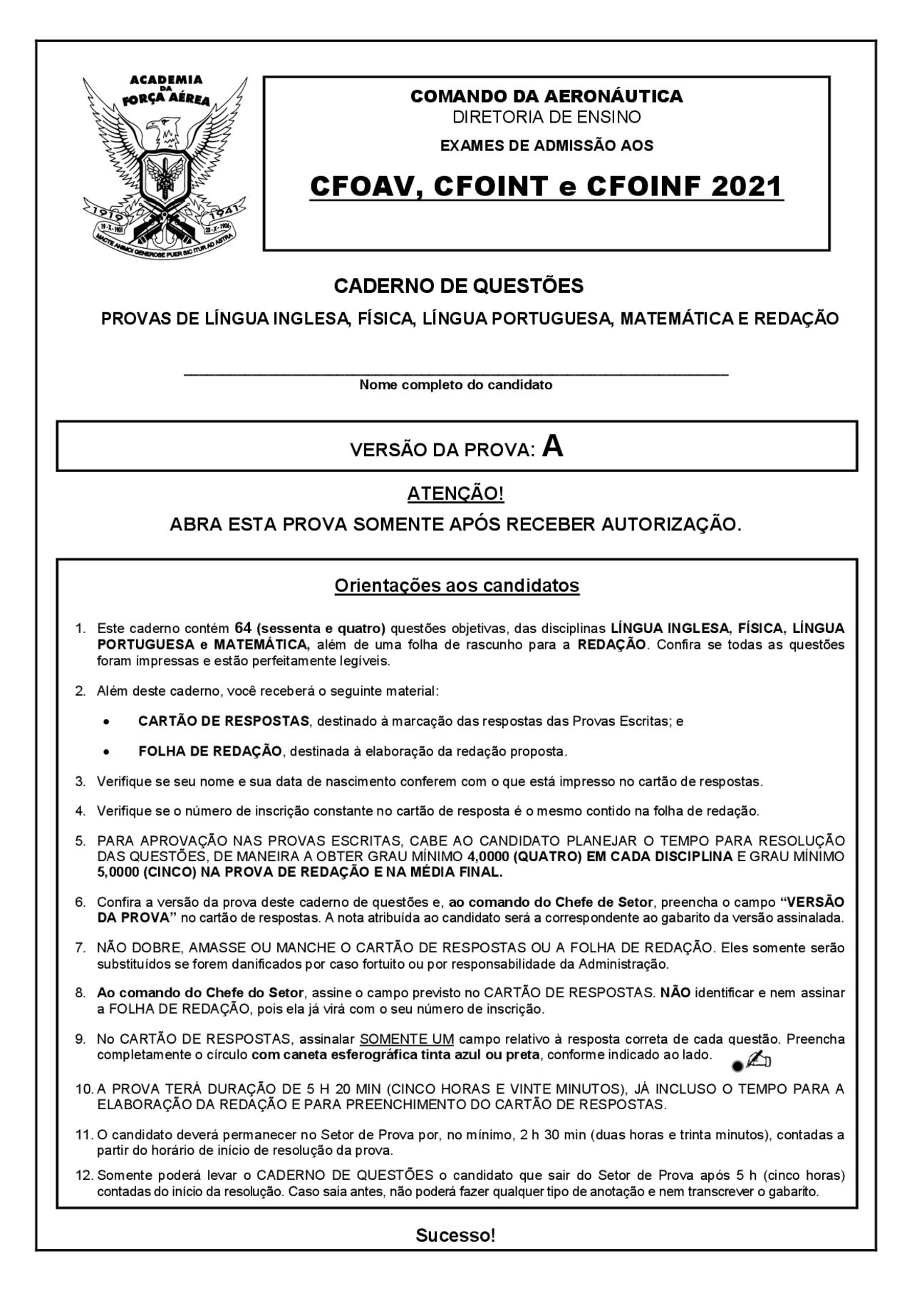 Provas Anteriores Da Afa - RETOEDU