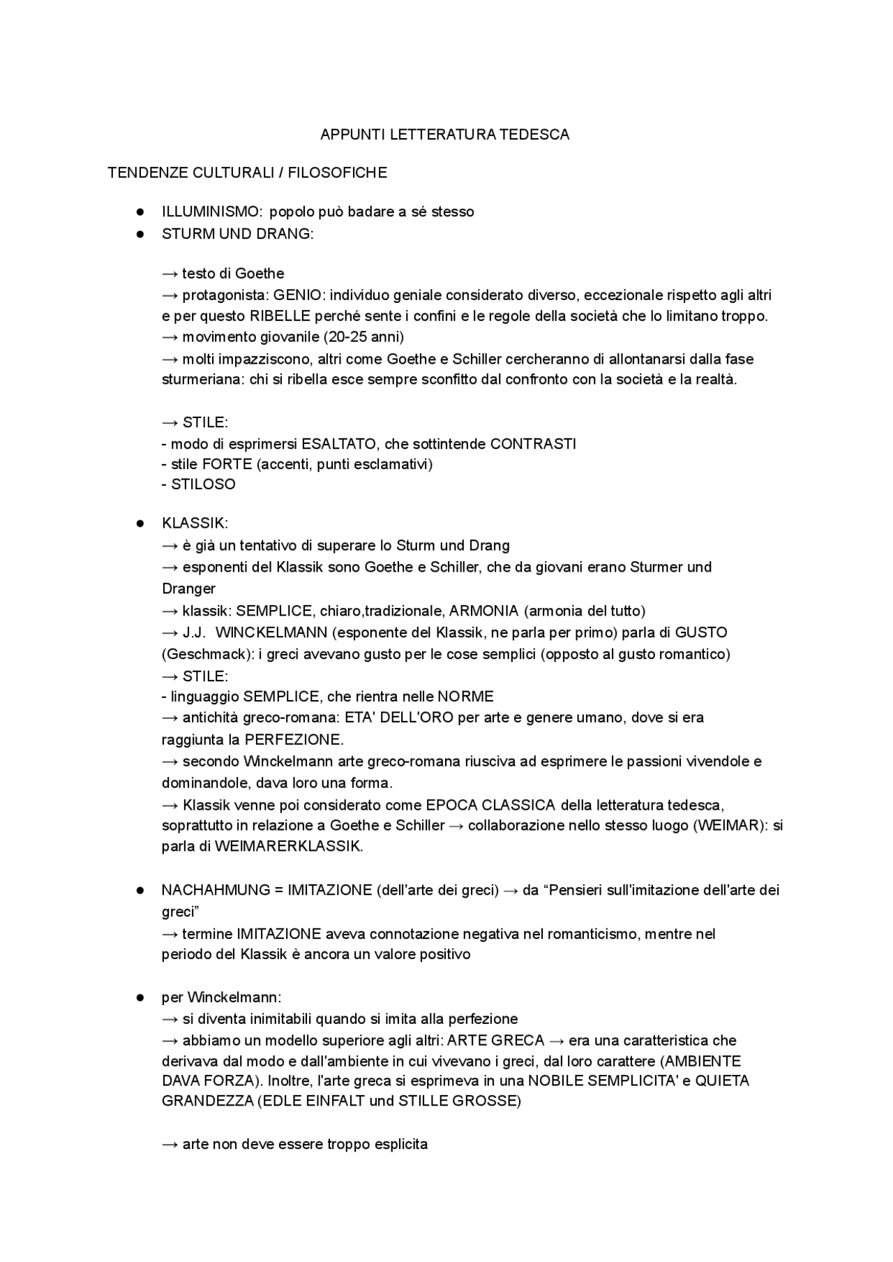 Sturm und Drang , Goethe e il Werther Appunti di Letteratura Tedesca