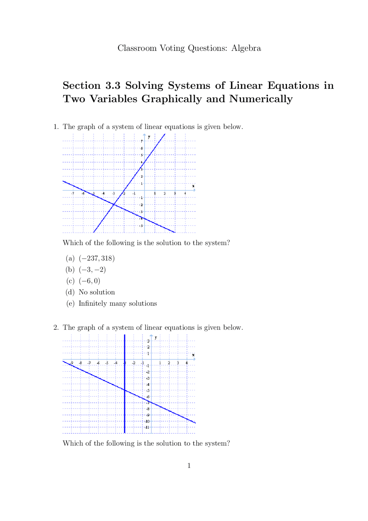 Section 3.3 Solving Systems of Linear Equations in Two ... | Exams ...
