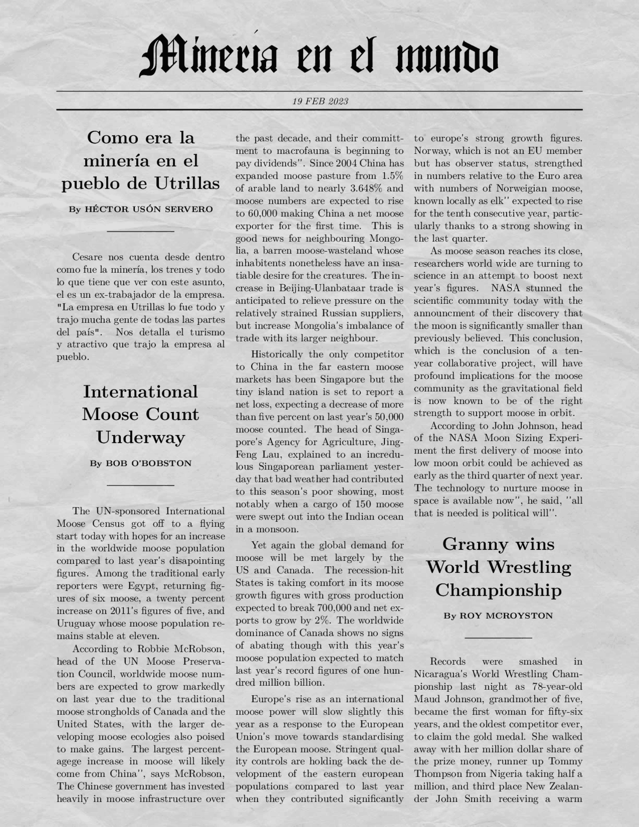 Newspaper el acustico Guías, Proyectos, Investigaciones de Lengua y