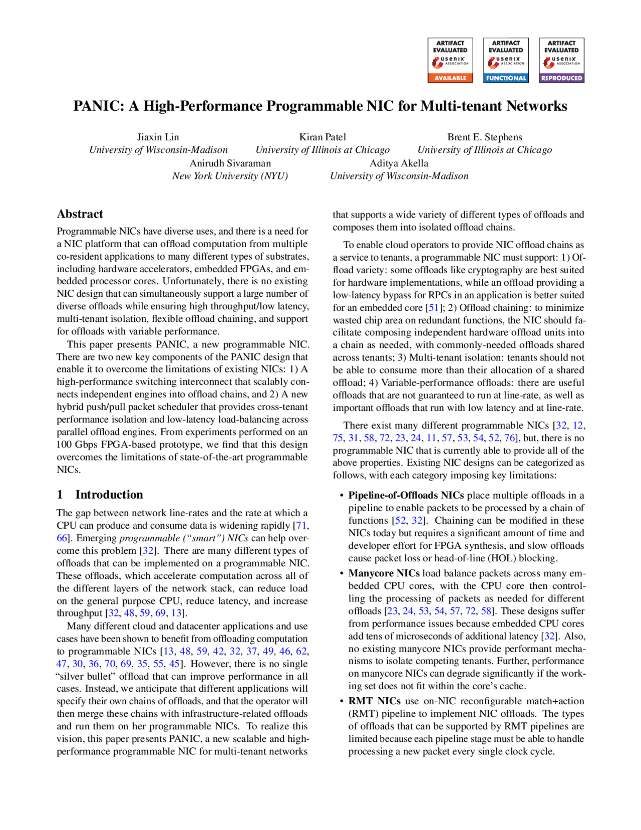Performance Nic PANIC: A High-Performance Programmable NIC for Multi ... | Summaries ...