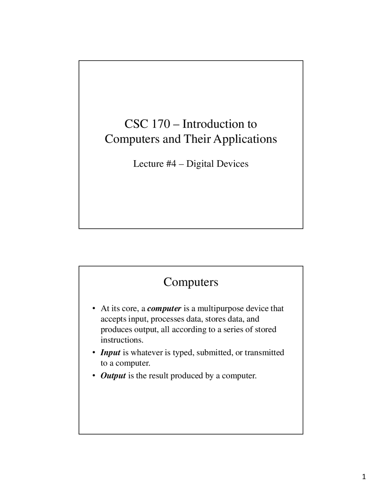 CSC 170 – Introduction to Computers and Their Applications | Lecture ...