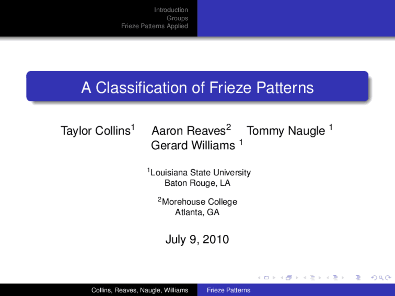 A Classification of Frieze Patterns | Lecture notes Signals and Systems ...