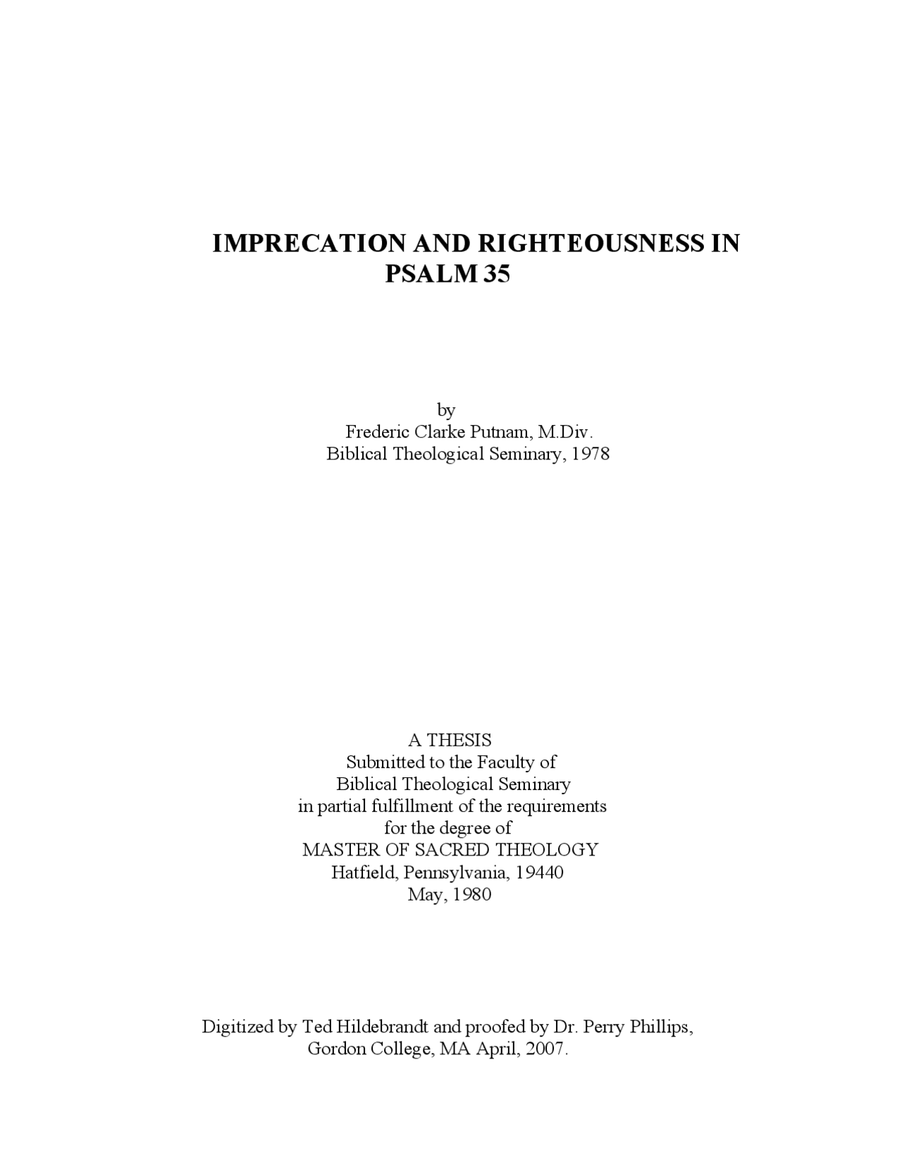 Imprecation and Righteousness in Psalm 35 | Lecture notes Law | Docsity