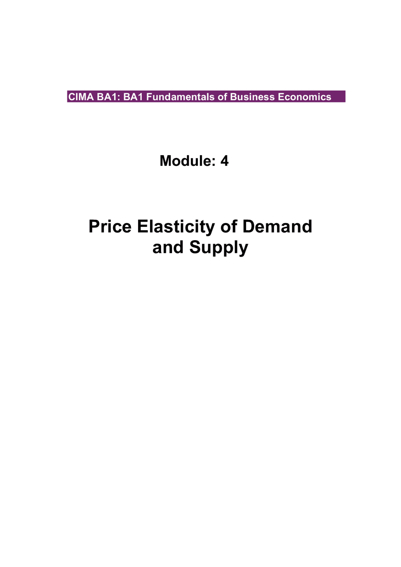 Price Elasticity of Demand and Supply | Slides Business Economics | Docsity