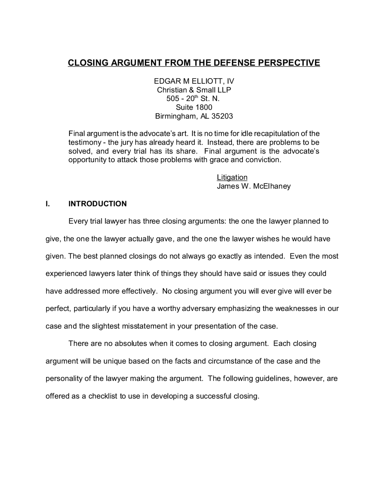 CLOSING ARGUMENT FROM THE DEFENSE PERSPECTIVE Slides Art Docsity