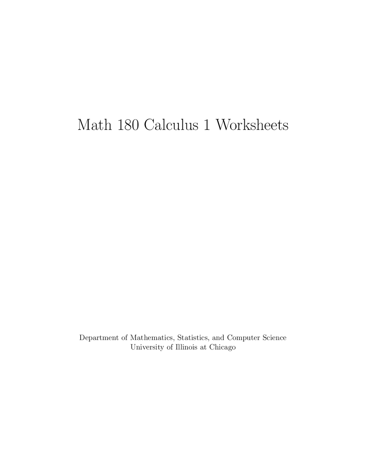 Math 180 Calculus 1 Worksheets | Study notes Calculus | Docsity