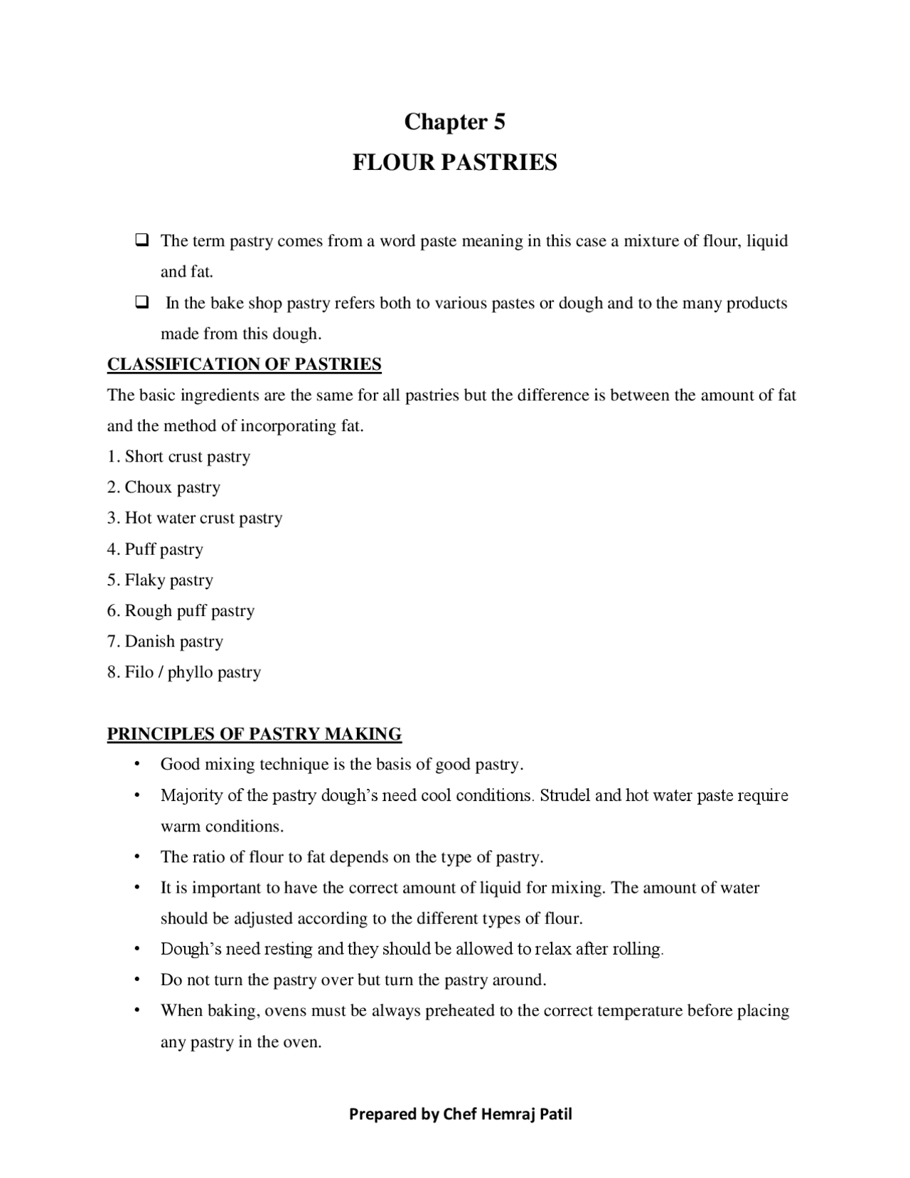 Chapter 5 FLOUR PASTRIES | Summaries Cooking Basics | Docsity