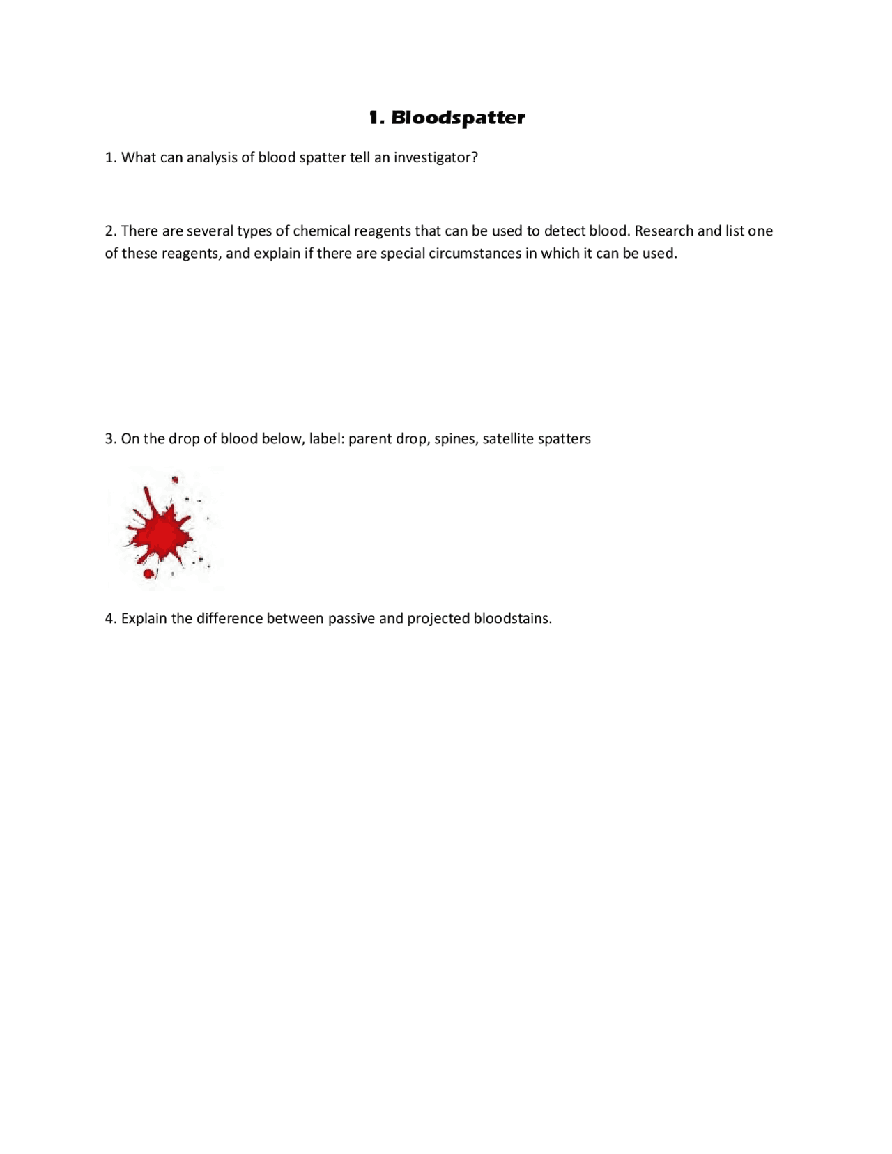 1. Bloodspatter | Schemes and Mind Maps Forensics | Docsity