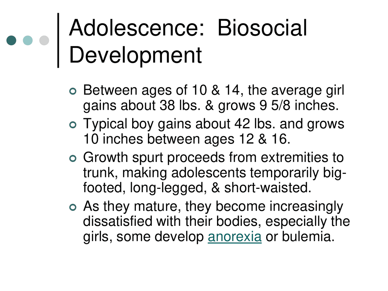 Bio Social Development Questions Adolescence: Biosocial Development | Exams Biological Sciences | Docsity