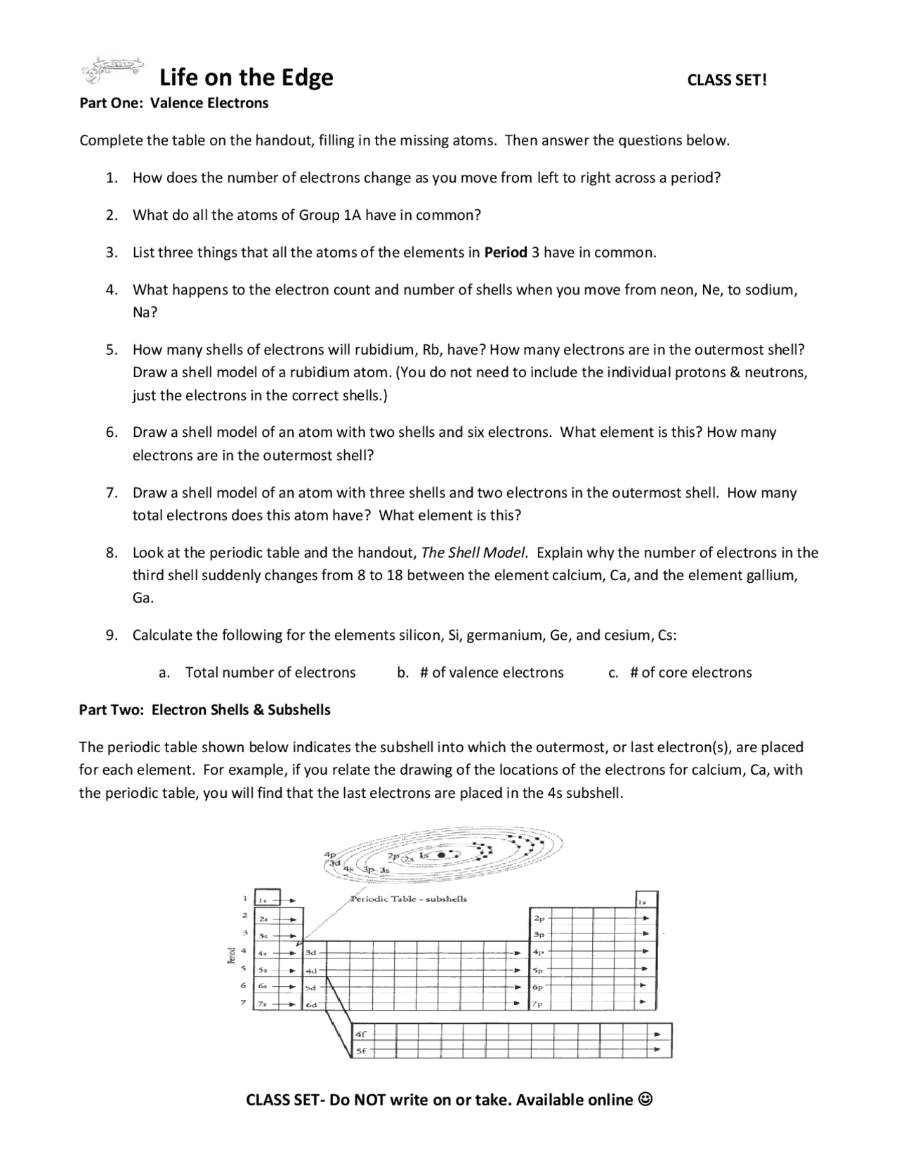 Life on the edge | Exams Chemistry | Docsity