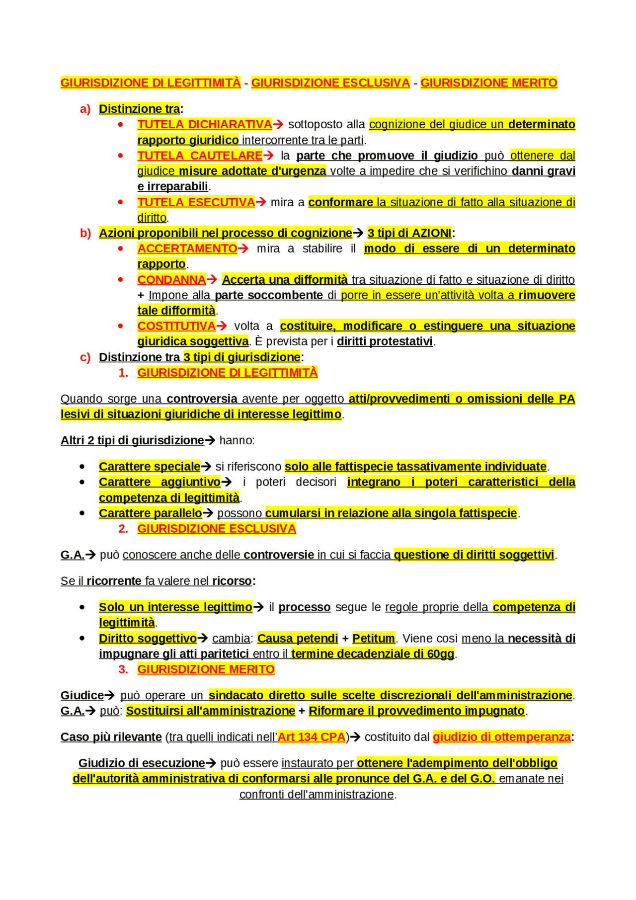 SCHEMA GIURISDIZIONE DI LEGITTIMITÀ GIURISDIZIONE ESCLUSIVA