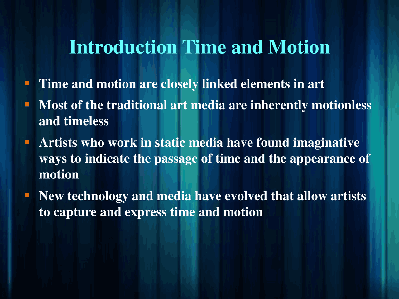 Introduction Time and Motion | Exams Art | Docsity