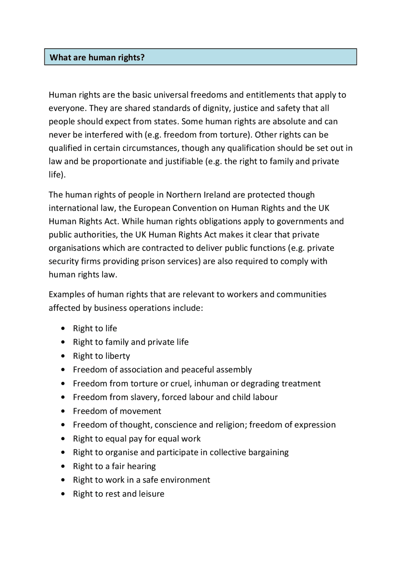 Human rights are the basic universal freedoms and ... | Study notes ...