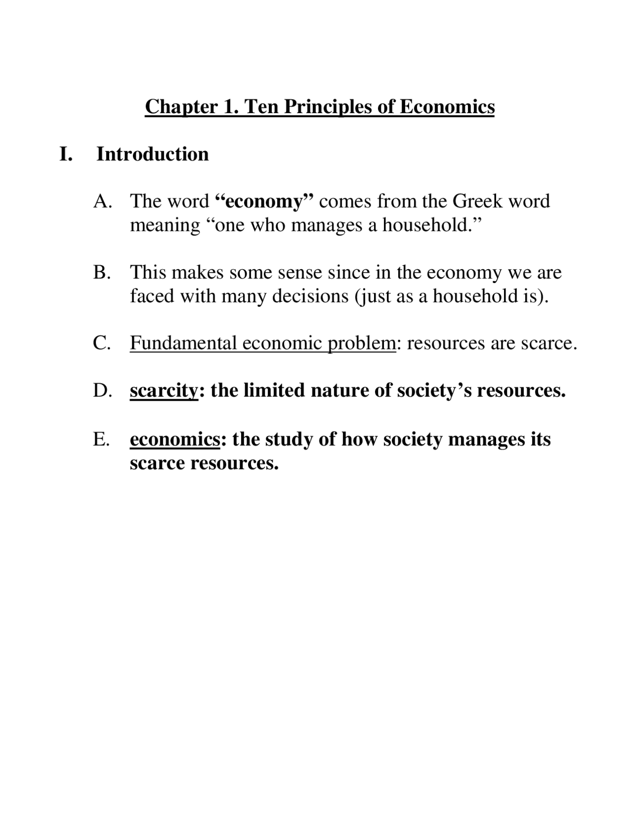 Chapter 1. Ten Principles of Economics | Lecture notes Economics | Docsity