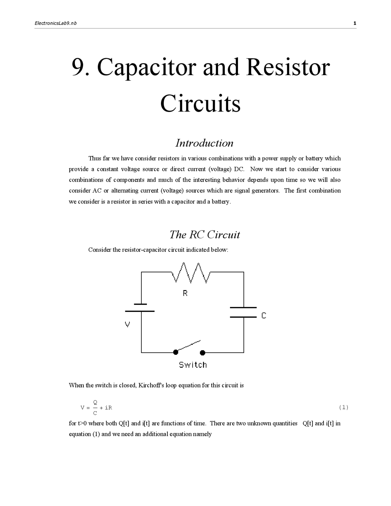 9. Capacitor and Resistor Circuits Study notes Law Docsity