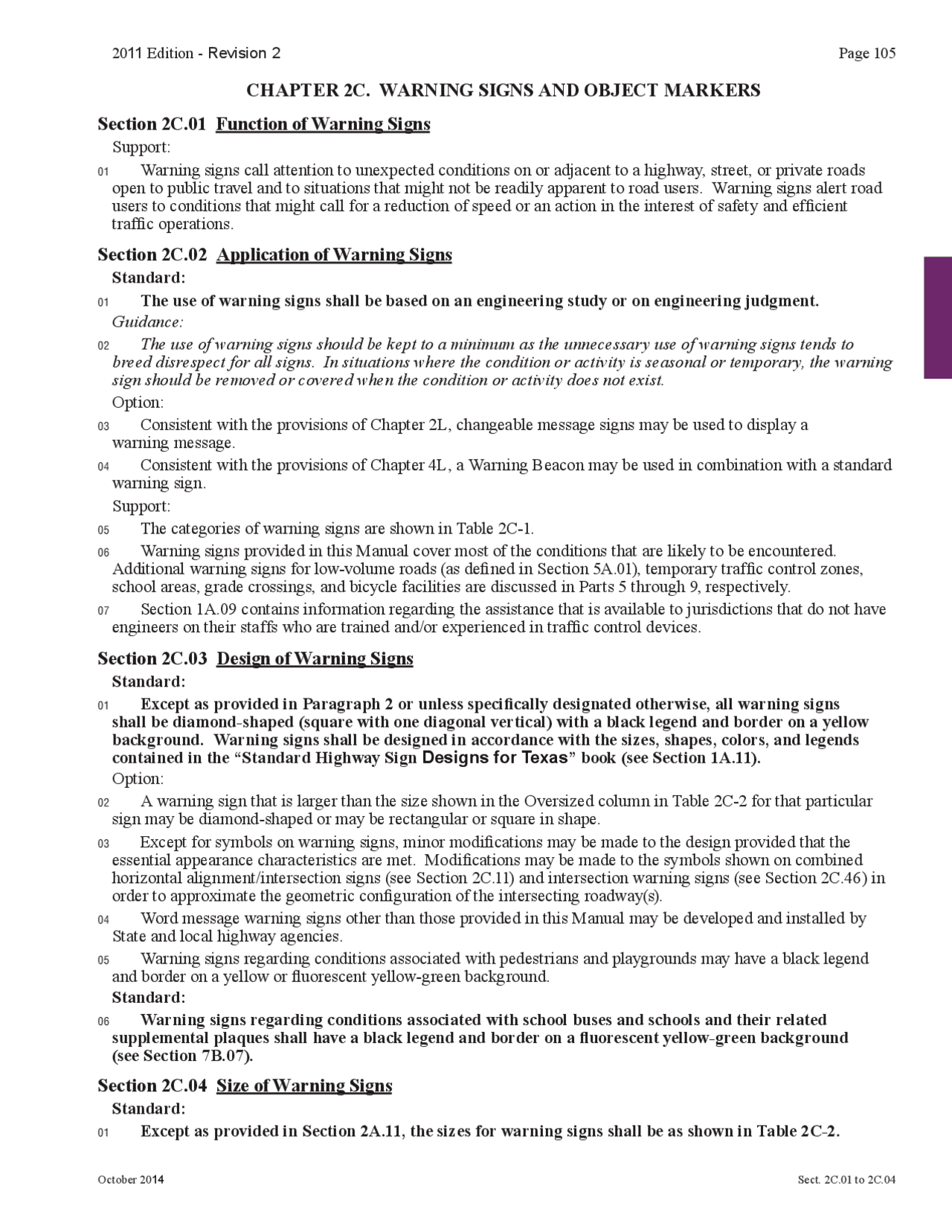 CHAPTER 2C. WARNING SIGNS AND OBJECT MARKERS ... | Exercises ...