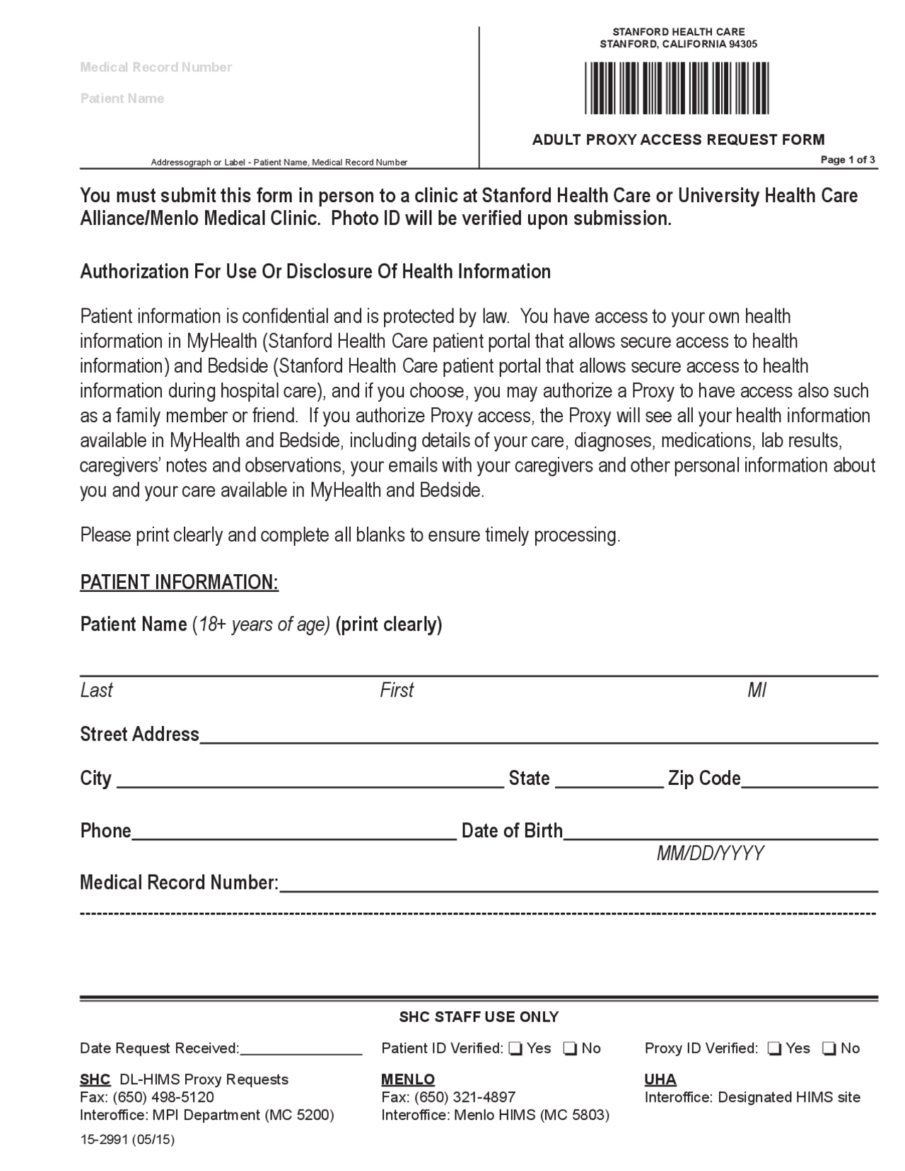 Myhealth Form myhealth-adult-proxy-access-request-form.pdf | Study notes Law | Docsity