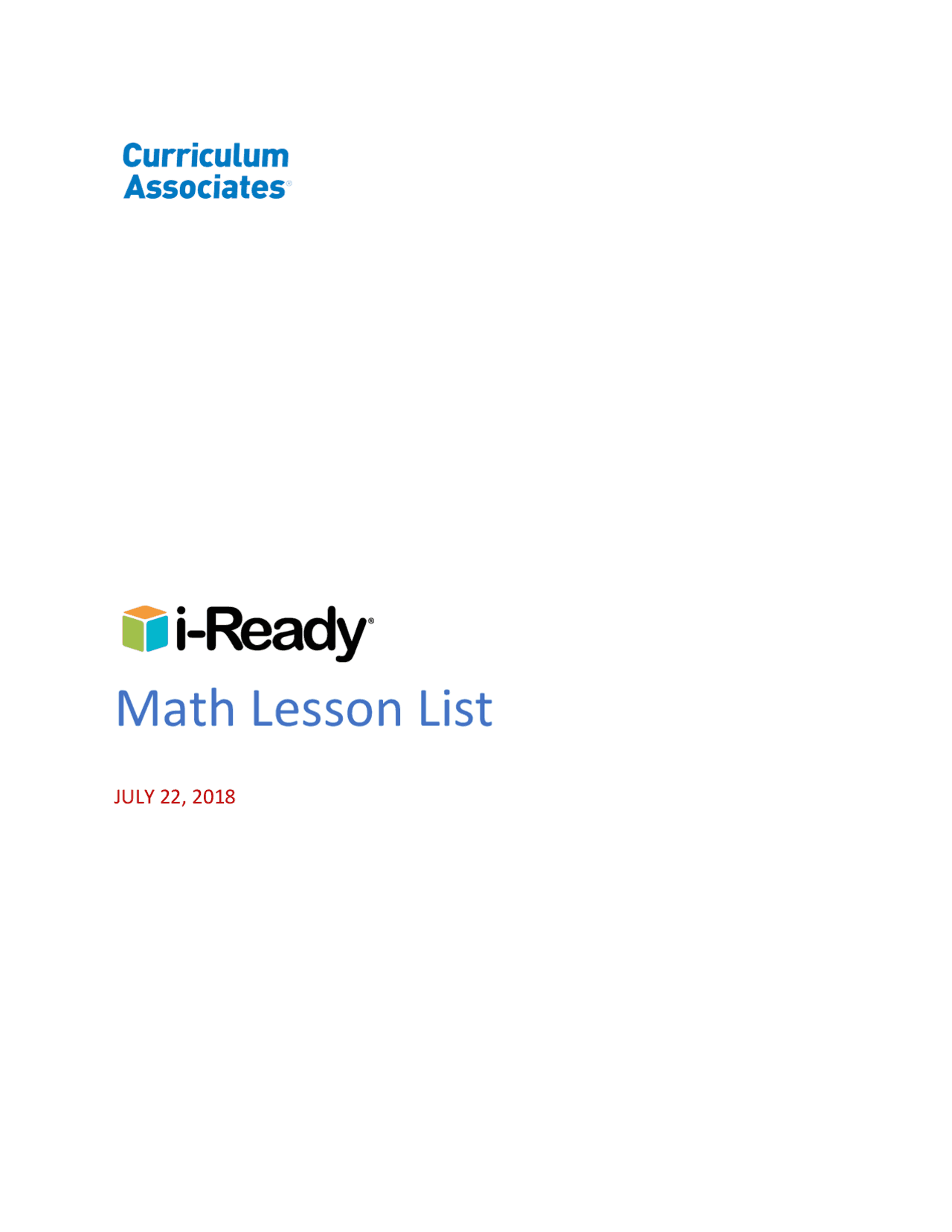 Lesson Lisy Math Lesson List | Slides Algebra | Docsity
