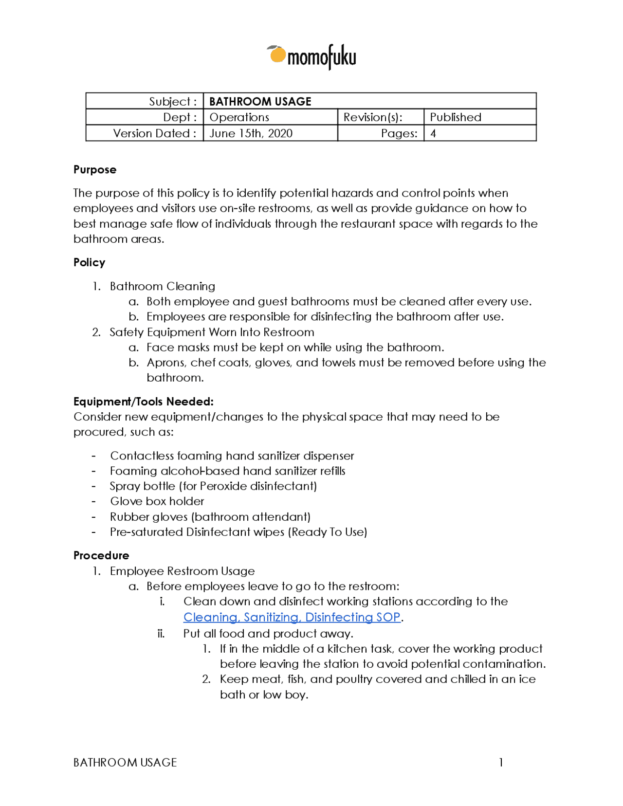 Cleaning, Sanitizing, Disinfecting SOP . Schemes and Mind Maps Life