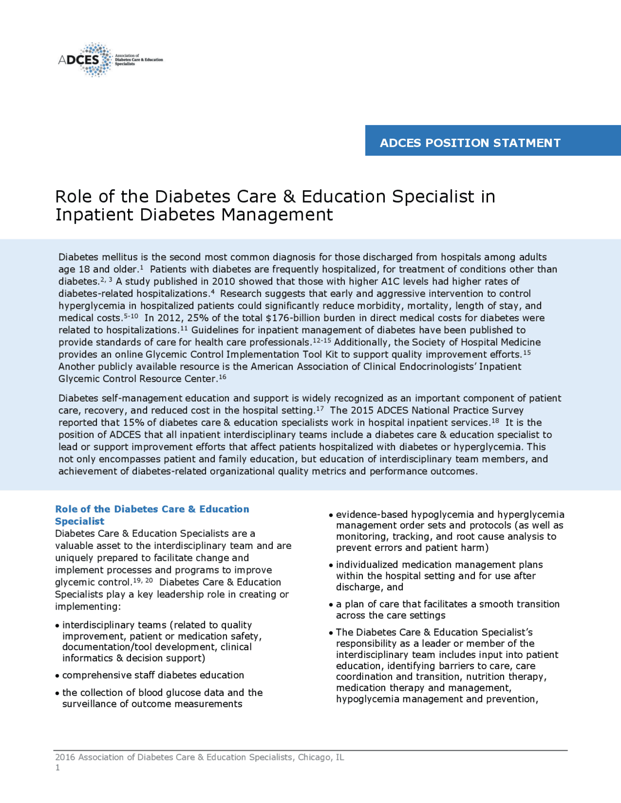 Role of the Diabetes Educator Inpatient Diabetes Management Slides