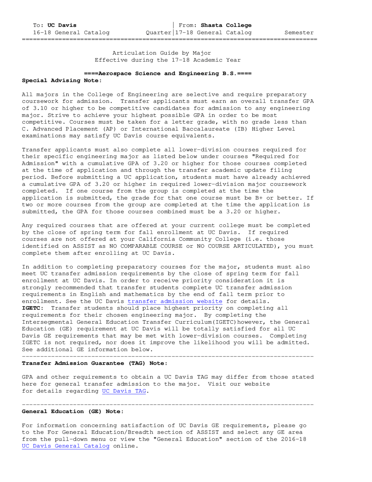 From Shasta College 1618 General Catalog Quarter Summaries Physics