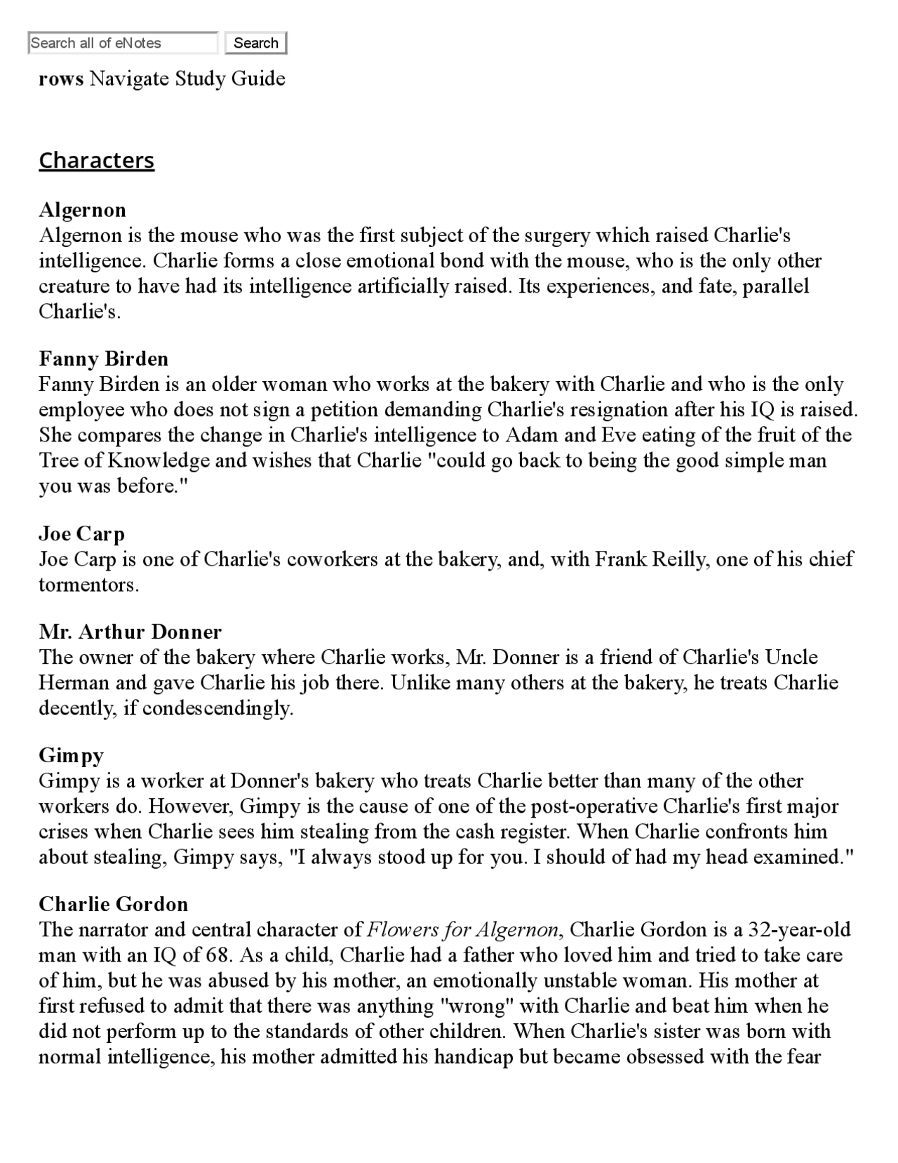 Static Characters In Flowers For Algernon Best Flower Site