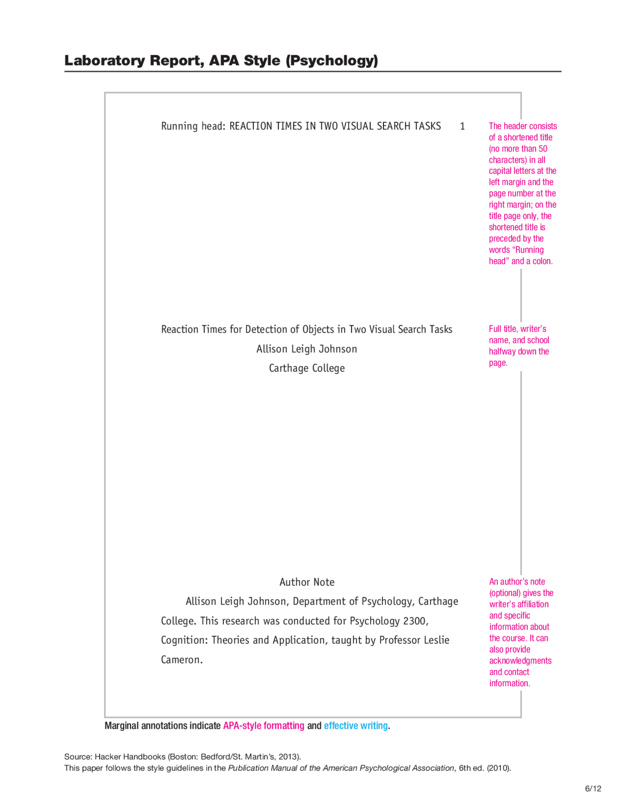 Laboratory Report, APA Style (Psychology) Schemes and Mind Maps