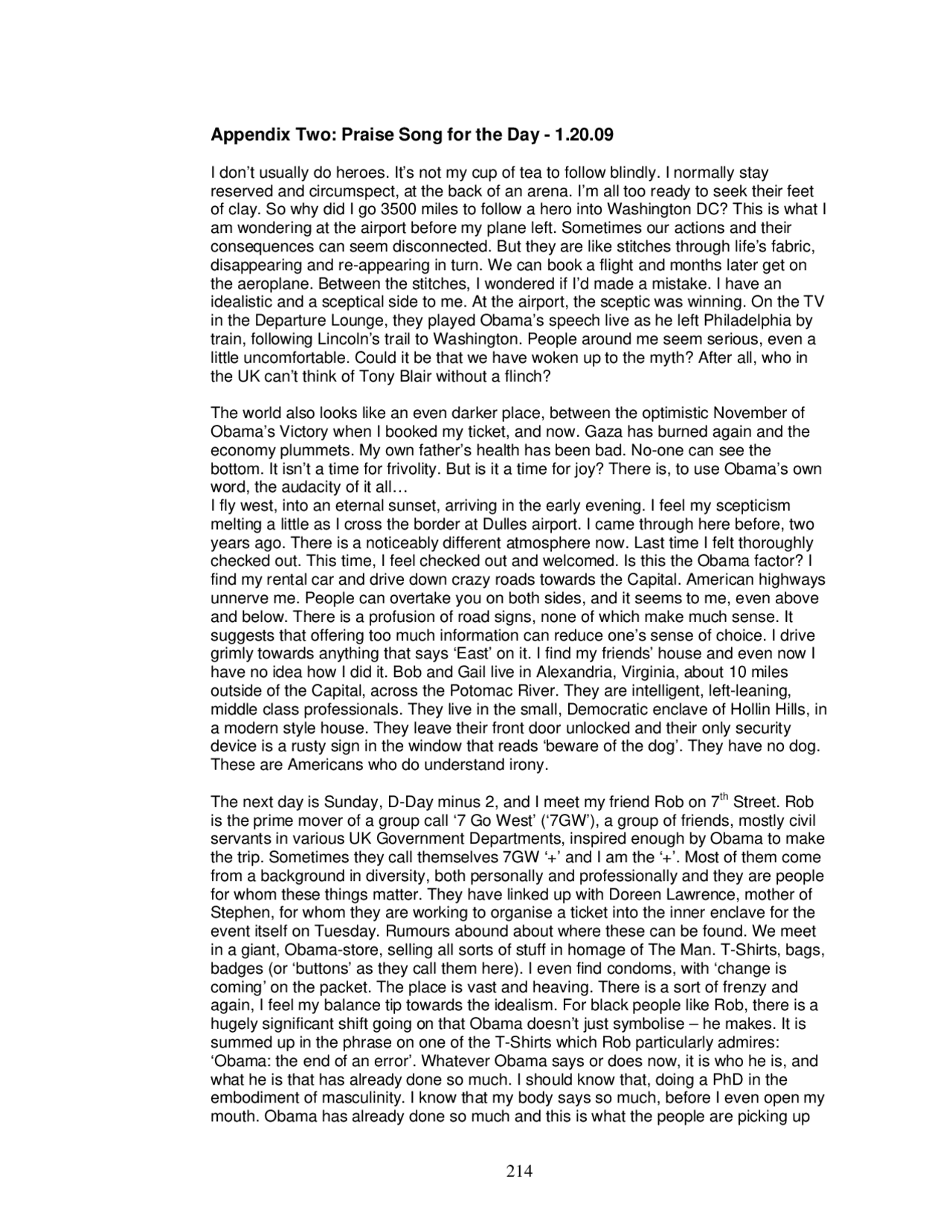 214 Appendix Two: Praise Song for the Day - 1.20.09 | Exams History ...