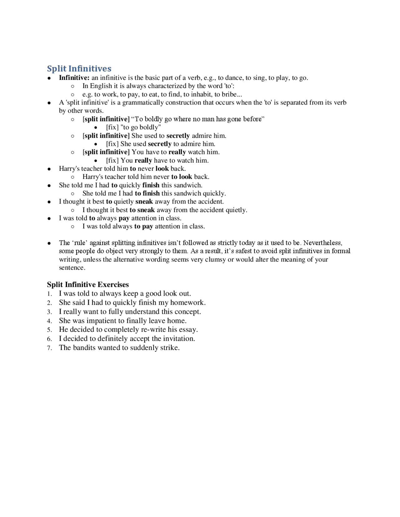 Split Infinitives | Schemes and Mind Maps Dance | Docsity