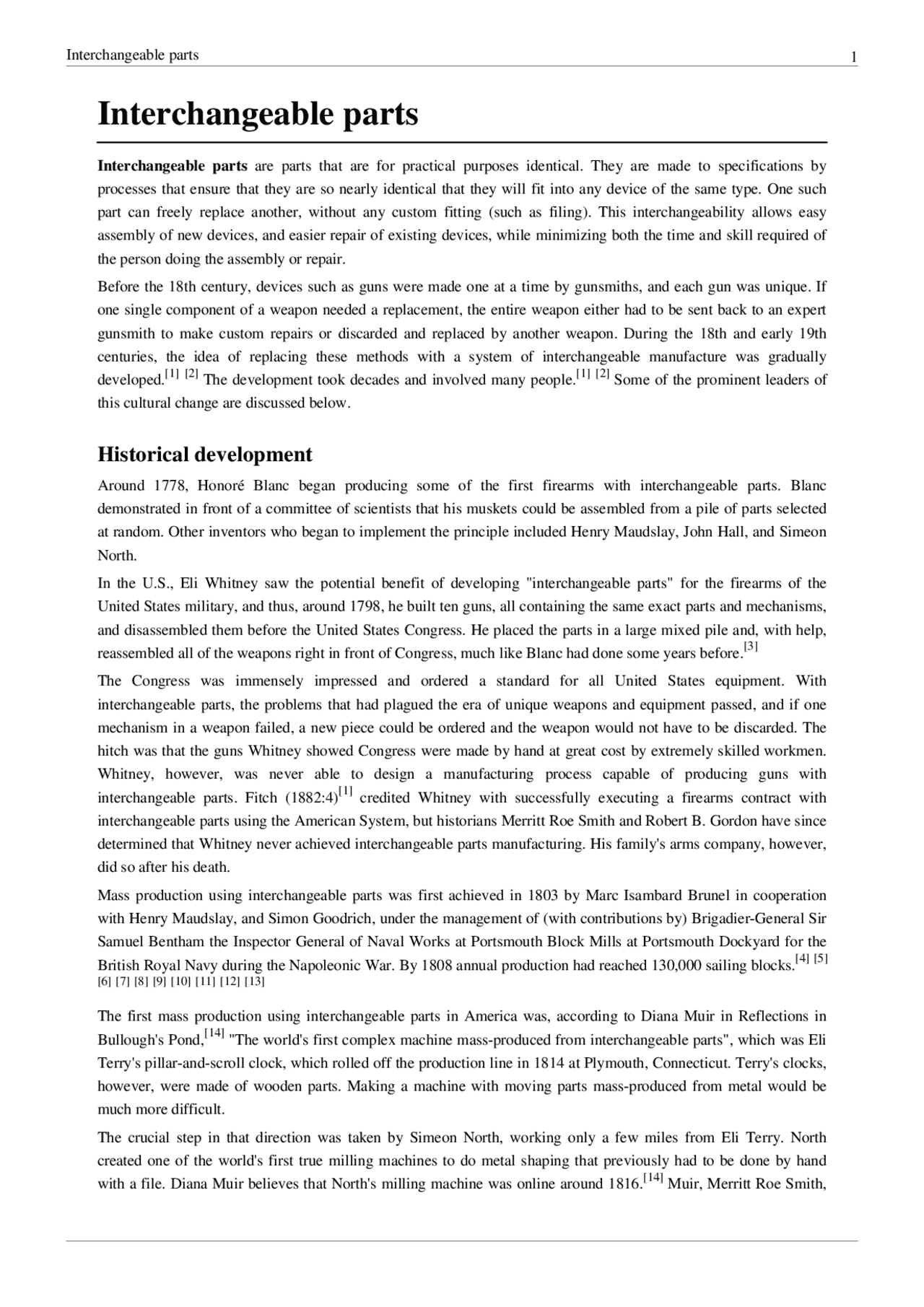 Interchangeable parts | Lecture notes Engineering | Docsity
