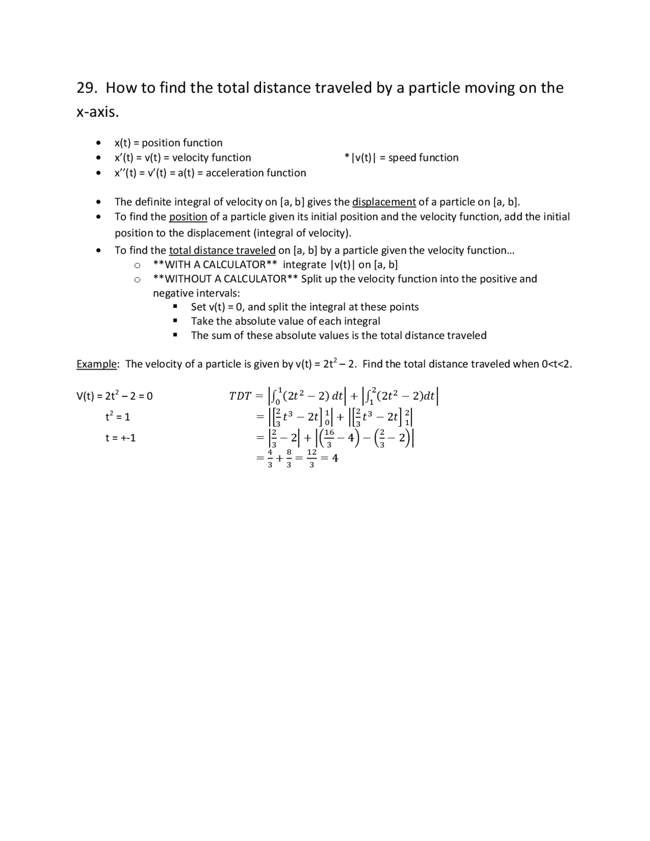 29. How to find the total distance traveled by a particle moving ...
