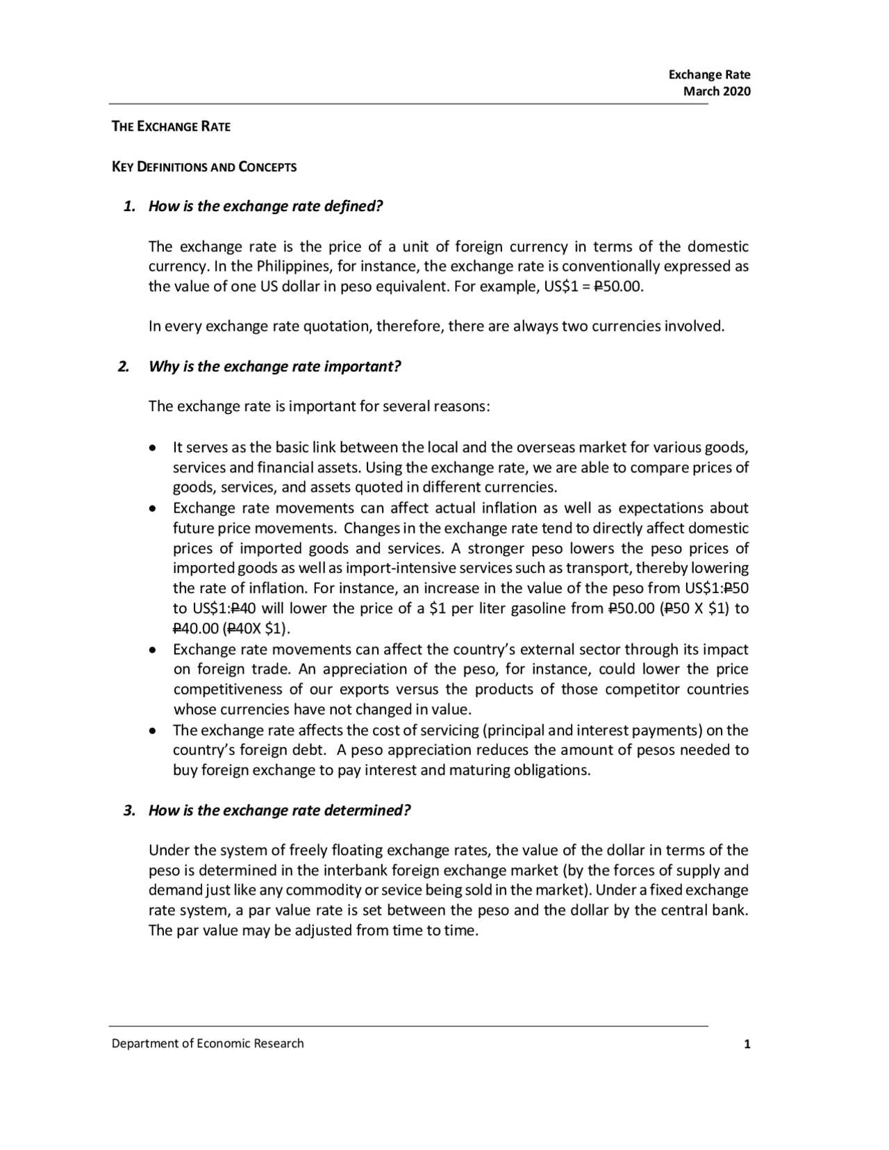 Exchange Rate March 2020 | Lecture notes Business | Docsity