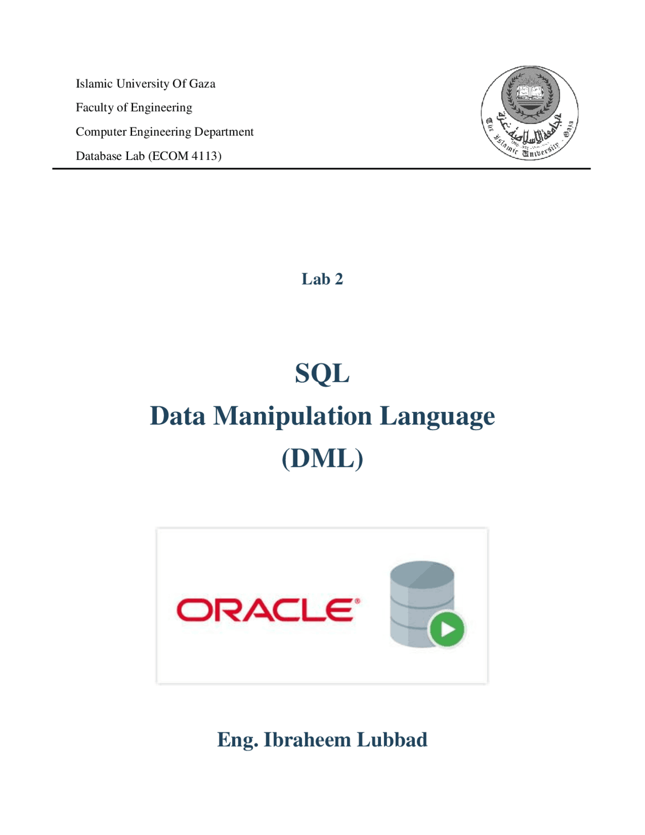 SQL Data Manipulation Language (DML) | Study notes Engineering | Docsity