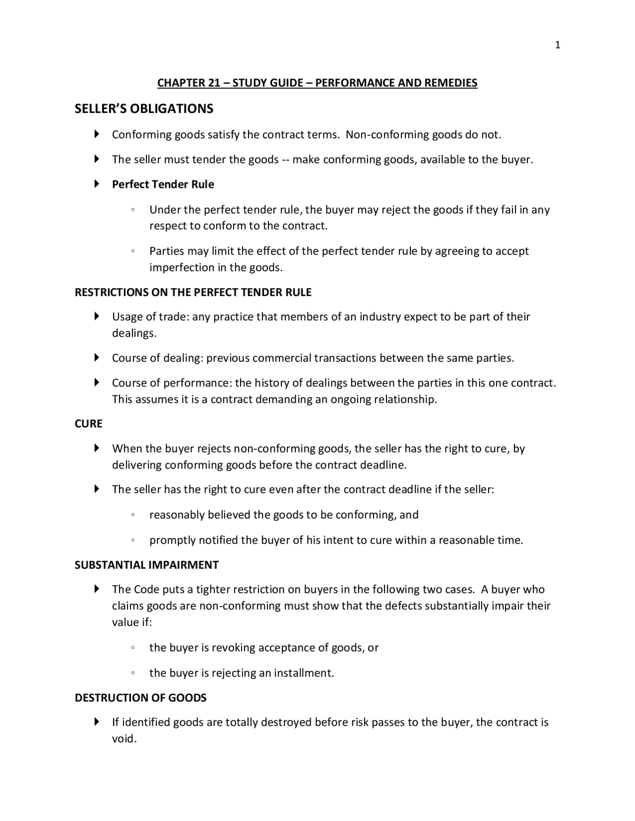 chapter 21 – study guide – performance and remedies | Schemes and Mind ...