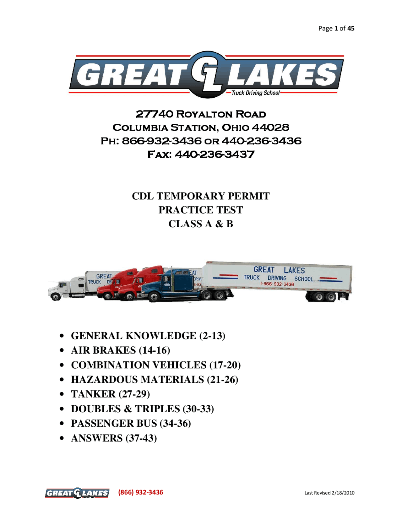 CDL Temporary Permit Practice Test-1x | Slides Law | Docsity