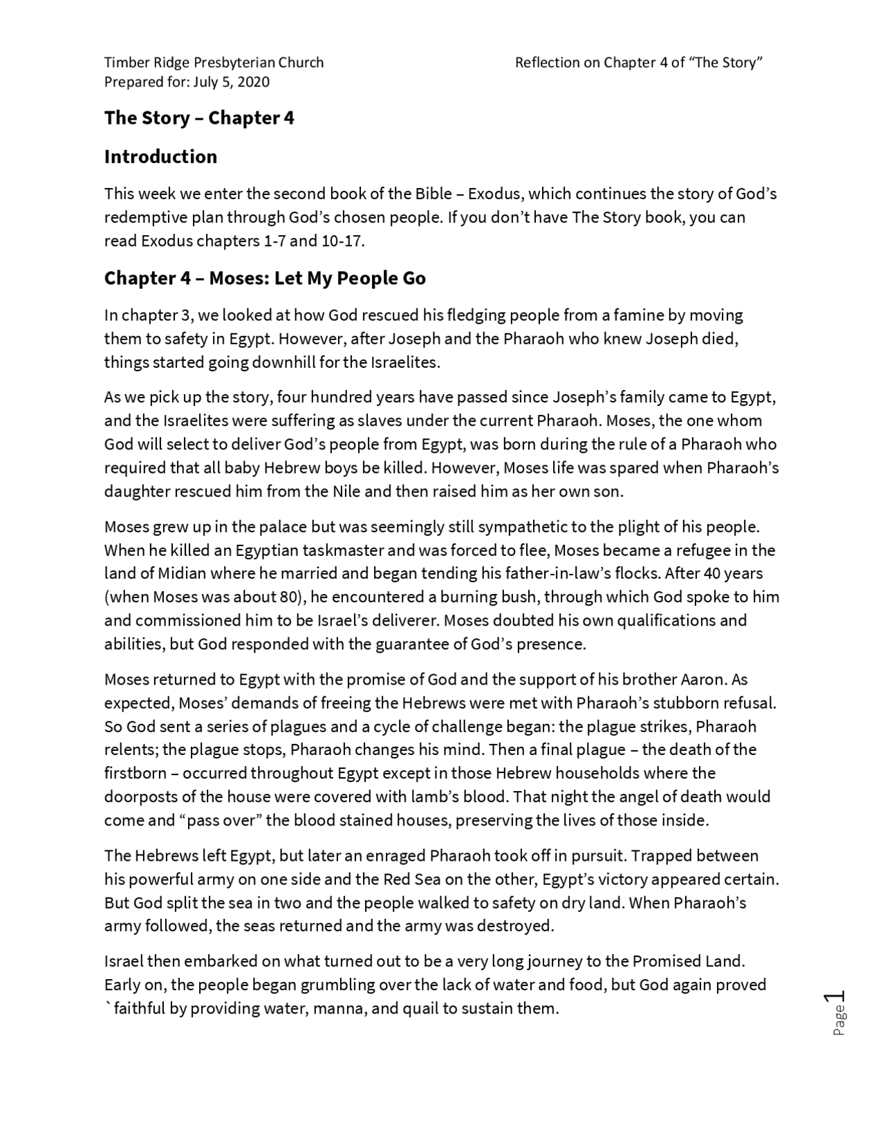 The Story – Chapter 4 Introduction Chapter 4 – Moses: Let My ...