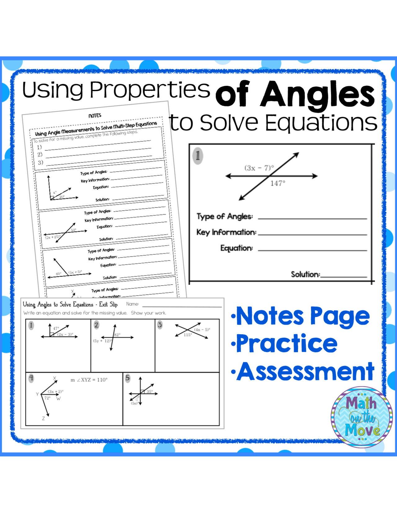 Math Homework Notes Angles Equations with Angles Notes and Practice | Summaries Computational ...