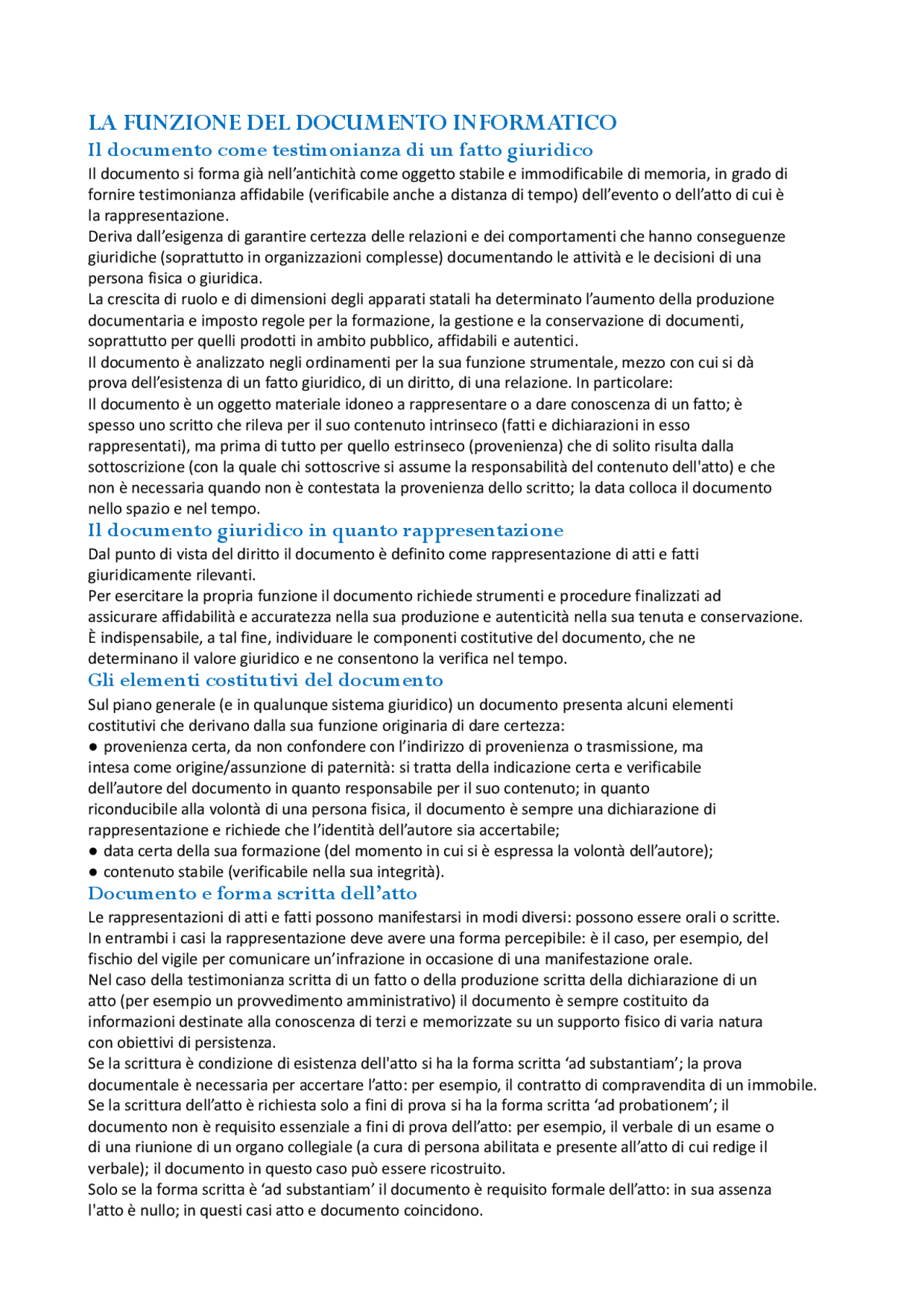 LA FUNZIONE DEL DOCUMENTO INFORMATICO | Dispense di Amministrazione ...