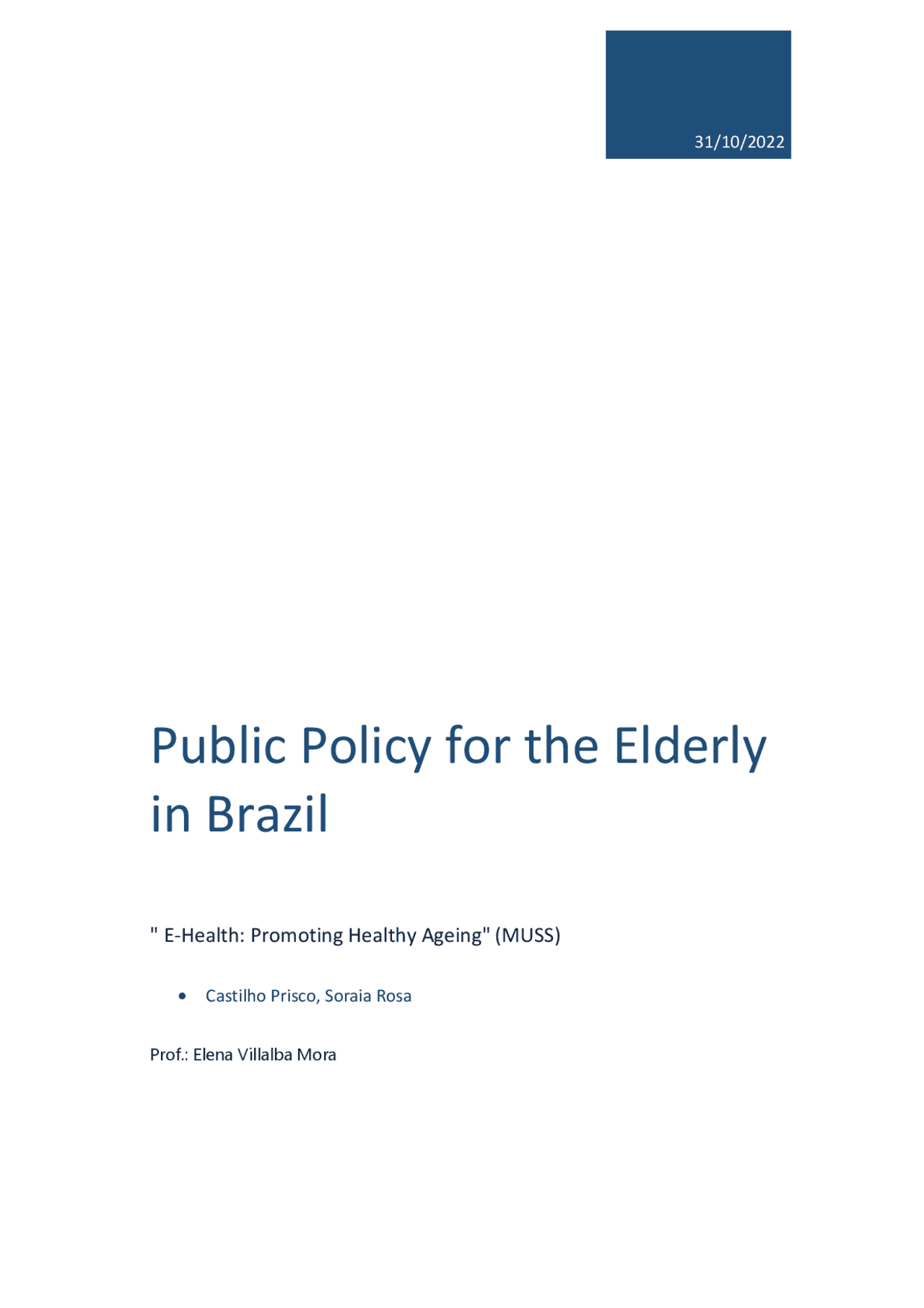 Public Policy for the Elderly in Brazil | Trabalhos Direito do Brasil ...