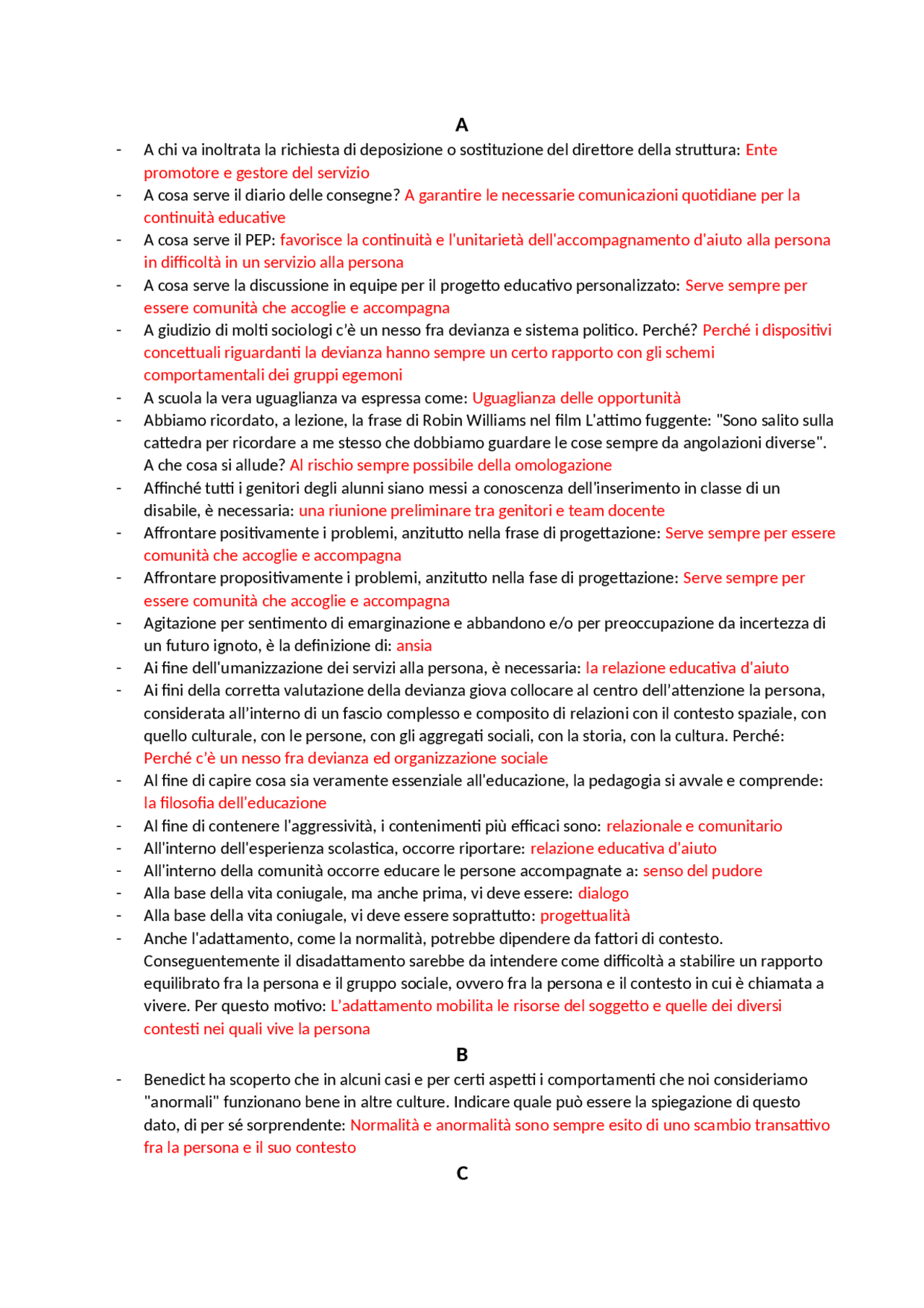 test autovalutazione psicologia generale 1