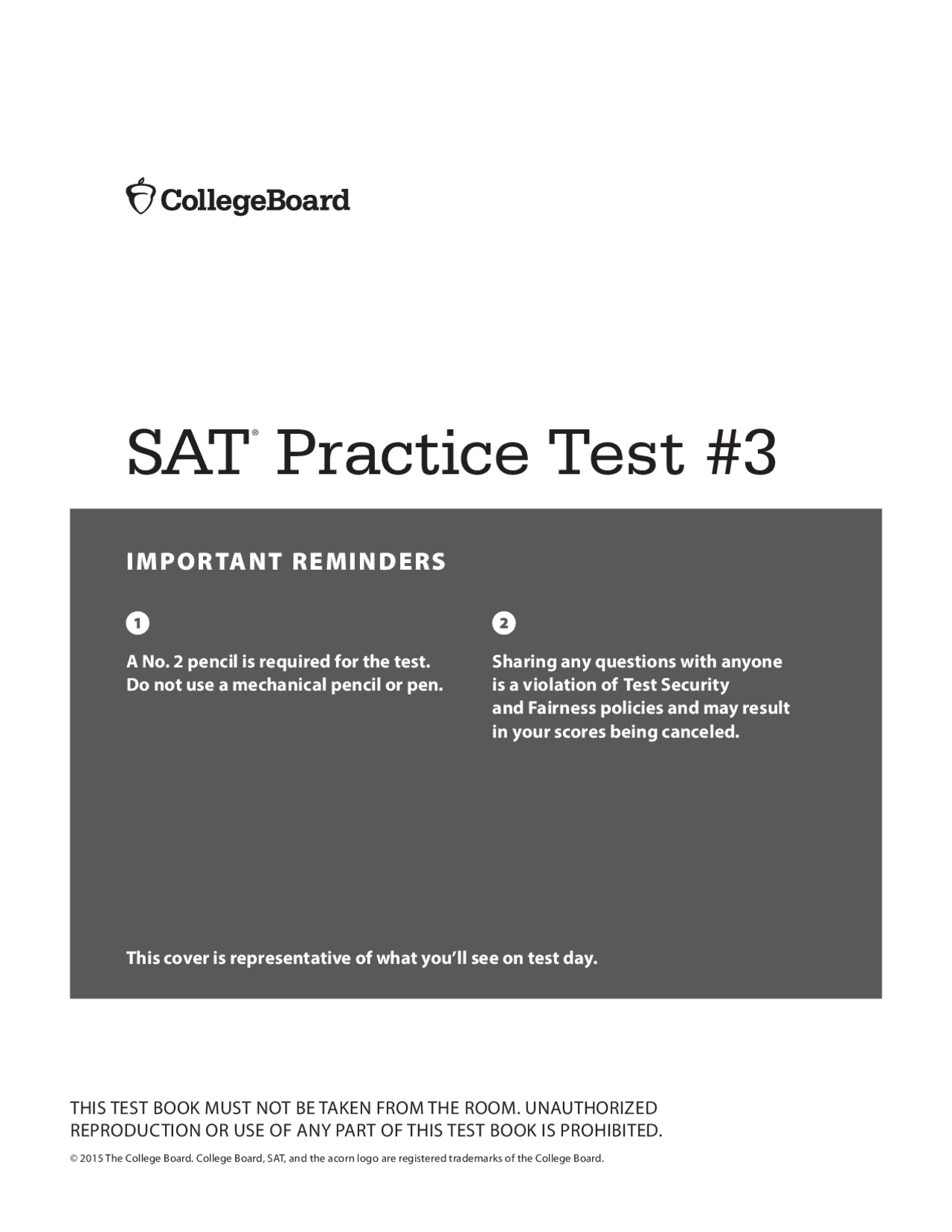 Official SAT Practice Tests #3 by the College Board | Exams Mathematics ...