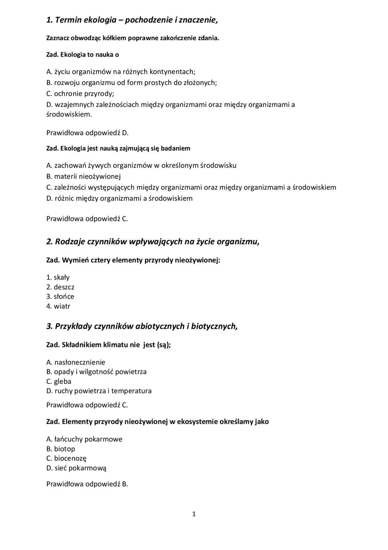 Zależności Między Organizmami Sprawdzian Klasa 8