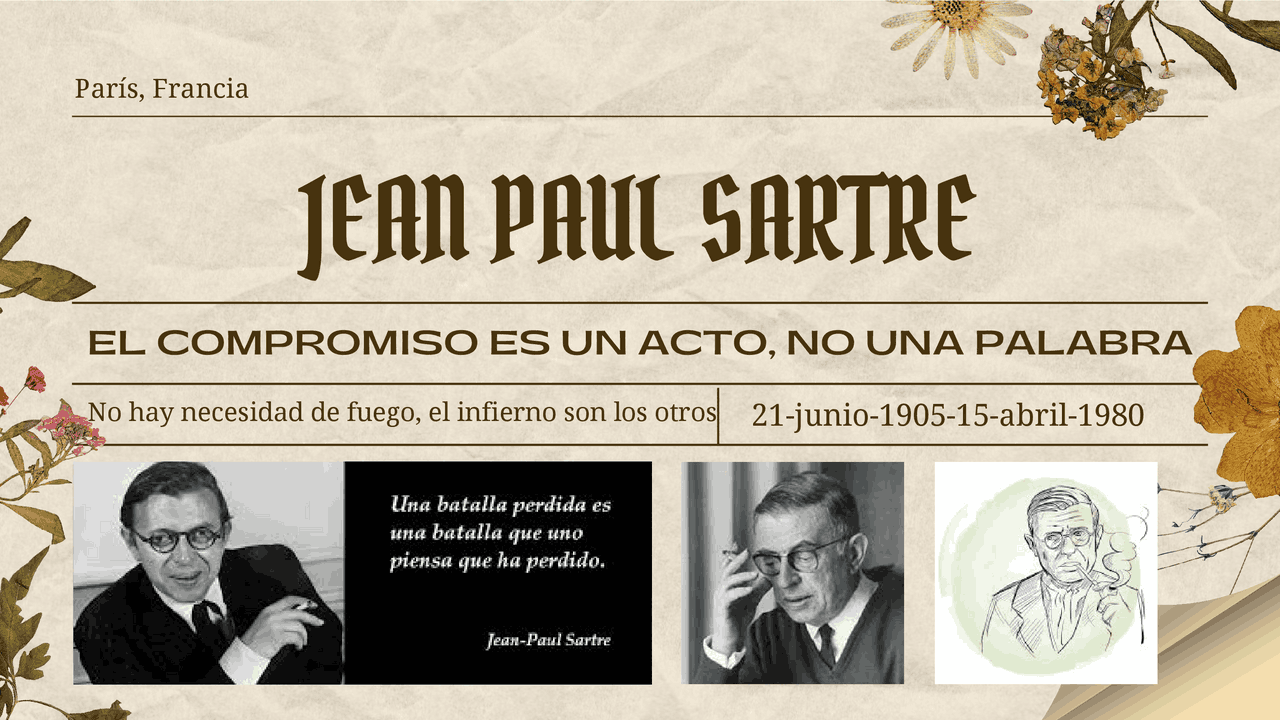 Filósofo Jean Paul Sartre | Diapositivas de Filosofía | Docsity