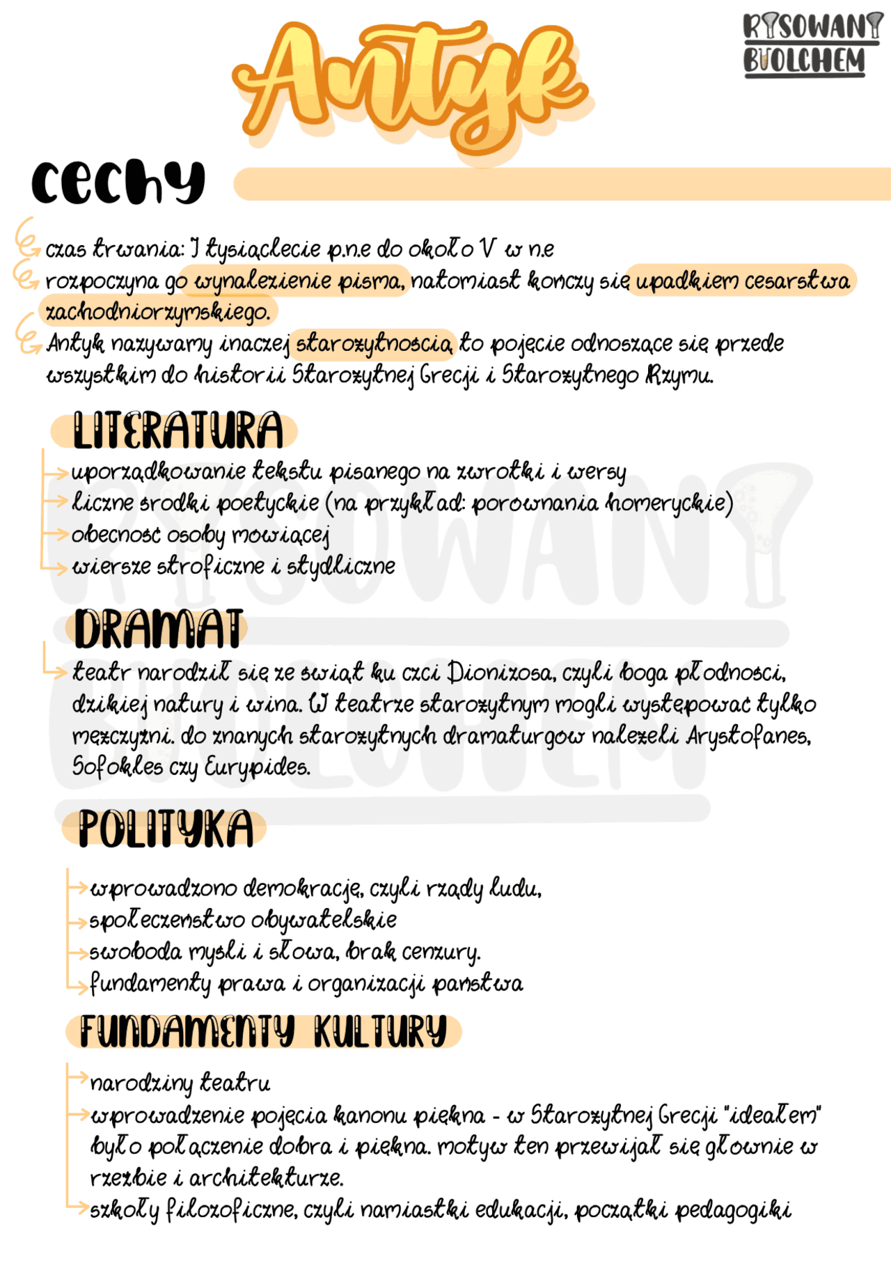 Starożytny Antyk , mitologia grecka itp | Notatki Język polski | Docsity