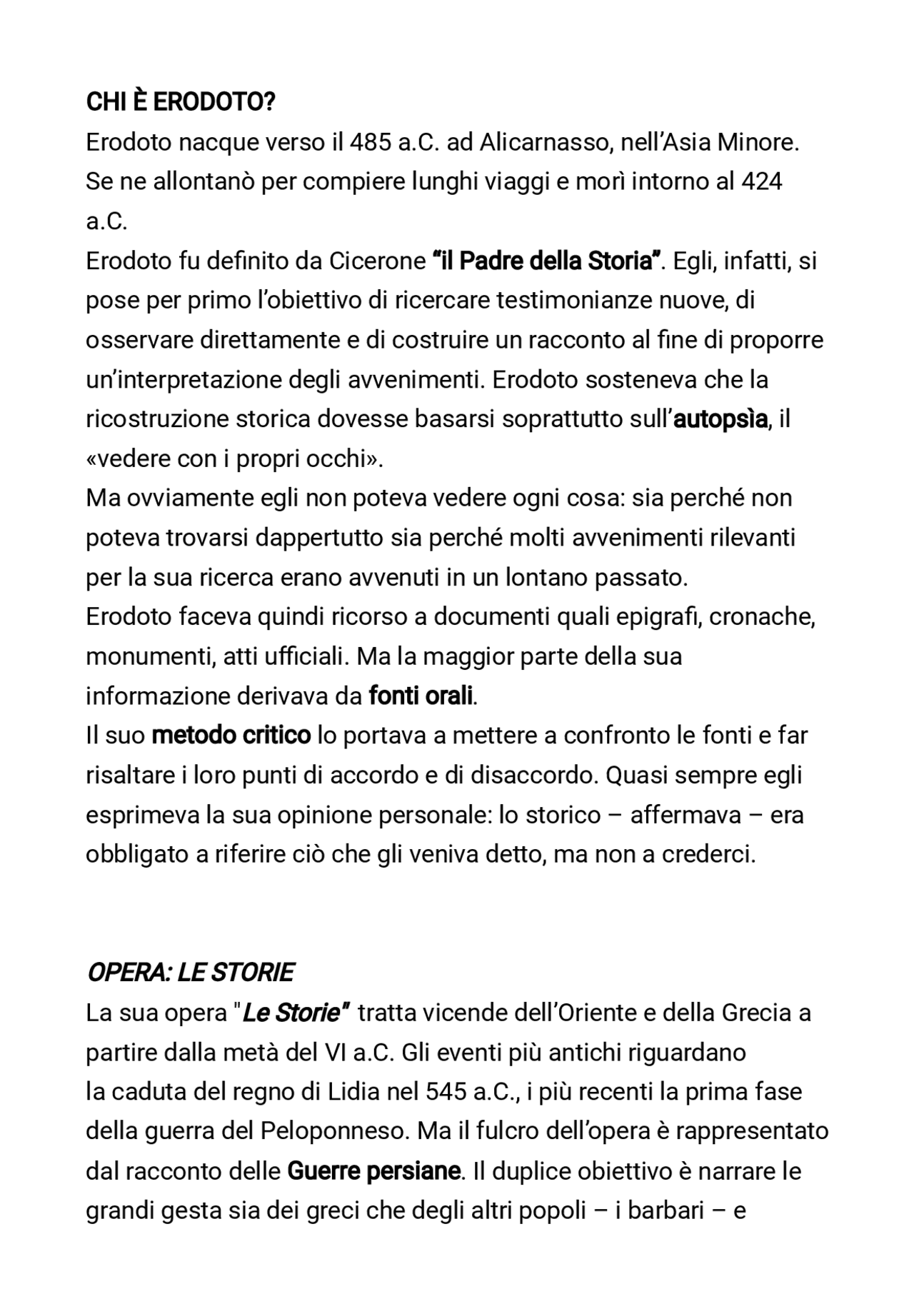 Le storie, di Erodoto Appunti di Filologia Classica Docsity