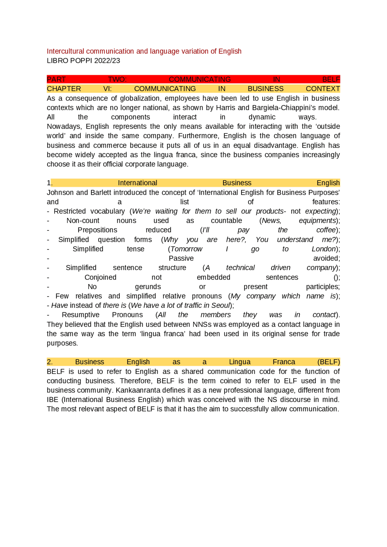 Intercultural variation and intercultural communication | Dispense di ...