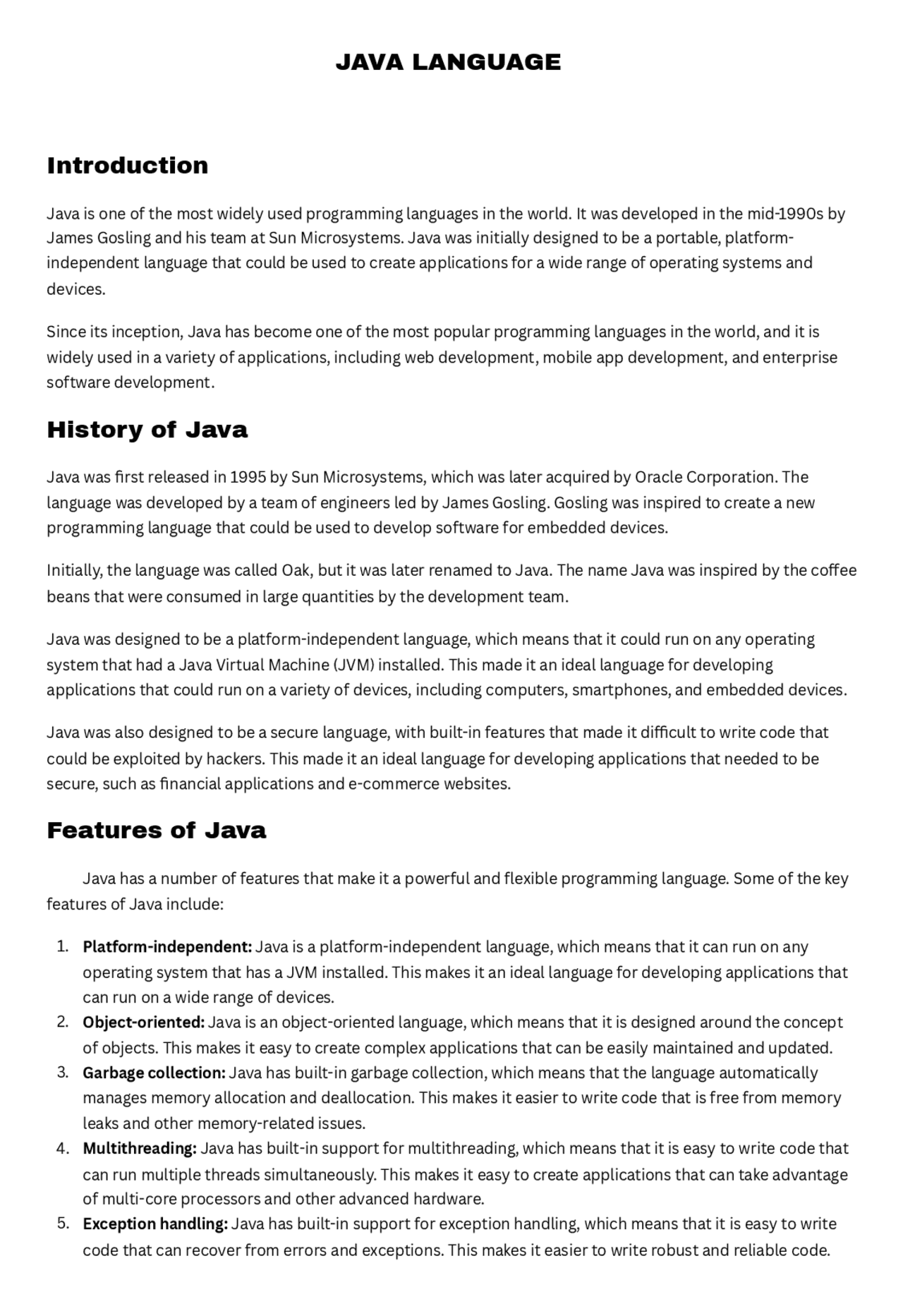 Java tutorials free pdf | Study notes Computer Science | Docsity