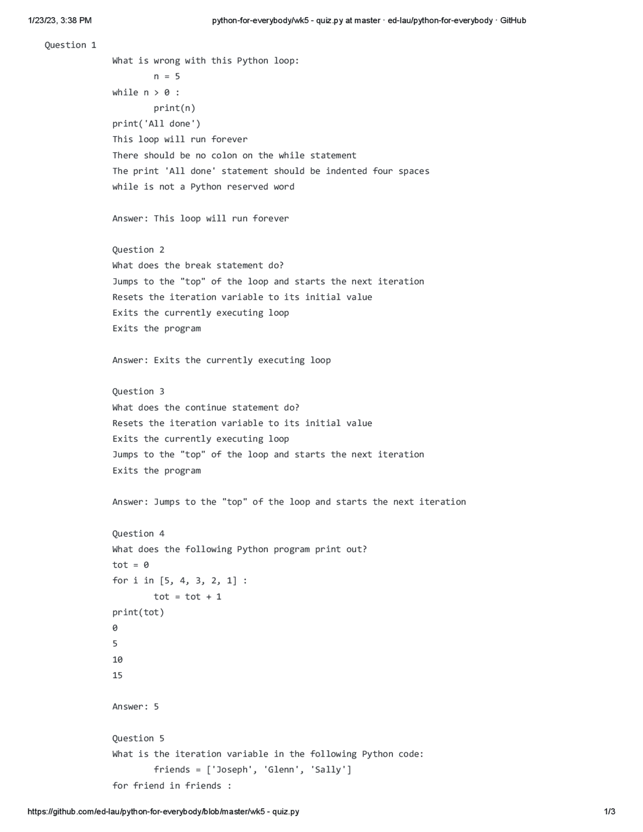 python programming quick quiz questions | pdf | python... This is python programming for new users | Quizzes Forestry | Docsity